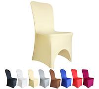 Time to Sparkle 60 Pack Chair Covers Spandex Lycra Stretch Slipcovers Dining Room Wedding Banquet Party Arched Front (Ivory Arched)