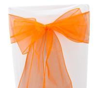 Time to Sparkle 60PCS 17x280cm Organza Chair Sashes Wider Fuller Cover Party Decoration Bow Sashes for Wedding -Burnt Orange