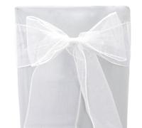 Time to Sparkle 60PCS 17x280cm Organza Chair Sashes Wider Fuller Cover Party Decoration Bow Sashes for Wedding -White