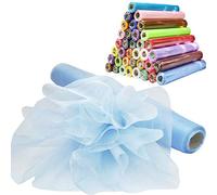 Time to Sparkle 70cm X 10M Organza Roll Sash Fabric Table Runner Sashes Chair Cover Bows Swags for Wedding Party - Baby Blue