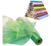 Time to Sparkle 70cm X 10M Organza Roll Sash Fabric Table Runner Sashes Chair Cover Bows Swags for Wedding Party - Green Shimmer