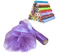 Time to Sparkle 70cm X 10M Organza Roll Sash Fabric Table Runner Sashes Chair Cover Bows Swags for Wedding Party - Purple Majesty