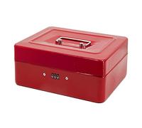 Time to Sparkle 8 inch Small Security Lock Box with Coin Tray Metal Material with Stainless Steel Handle 20 * 16 * 9.5cm Red