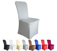 Time to Sparkle 8 Pack Chair Covers Spandex Lycra Stretch Slipcovers Dining Chair Cover Wedding Banquet Party Flat Front (Silver)