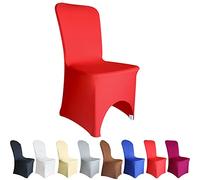 Time to Sparkle 8 Pack Chair Covers Spandex Lycra Stretch Slipcovers Dining Room Wedding Banquet Party Arched Front (Red Arched)