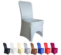 Time to Sparkle 8 Pack Chair Covers Spandex Lycra Stretch Slipcovers Dining Room Wedding Banquet Party Arched Front (Silver Arched)