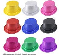 Time to Sparkle 8 Pack of Glitter Topper Hat Unisex Gangster Style Plastic Party Hats for Kids Teens and Adult Fancy Dress Party Headwear Accessory, Glitter Topper-Black