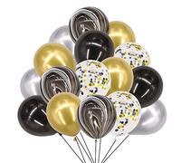 Time to Sparkle 80pcs 12'' Mix Color Pearlised Confetti Marble Party Balloons for Birthday Wedding Baby Shower Christmas Decorations, Gold Silver