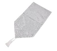 Time to Sparkle 90 Inches Sequin Table Runner Tassel Silver