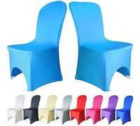 Time to Sparkle Chair Covers Spandex Lycra Stretch Slipcovers Dining Room Wedding Banquet Party Arched Front (Aqua Blue Arched)