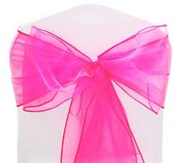 Time to Sparkle Pack of 110 Organza Sashes 22x280cm Wider Sash Fuller Bows Chair Cover Bows Sash for Wedding Party Birthday Decoration - Hot Pink