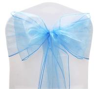 Time to Sparkle Pack of 150 Organza Sashes 22x280cm Wider Sash Fuller Bows Chair Cover Bows Sash for Wedding Party Birthday Decoration - Baby Blue