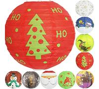 Time to Sparkle Tissue Paper Round Lanterns LampShade Lamp Shade Christmas Birthday Party Decoration | Christmas Trees, 8"(20cm) |