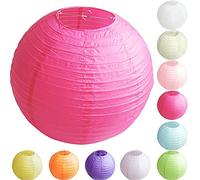 Time to Sparkle Tissue Paper Round Lanterns LampShade Lamp Shade Wedding Birthday Party Decoration | Rose Red, 10"(25cm) |