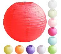 Time to Sparkle Tissue Paper Round Lanterns LampShade Lamp Shade Wedding Birthday Party Decoration | Red, 8"(20cm) |