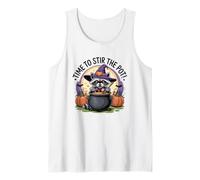 Time to Stir The Pot Raccoon Witch Halloween Tank Top