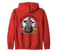 Time To Stir The Pot Raccoon Witch Halloween Zip Hoodie