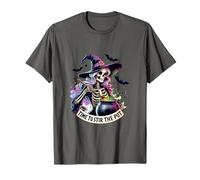 Time to Stir The Pot Skeleton Woman Witch Halloween Pin-Up T-Shirt