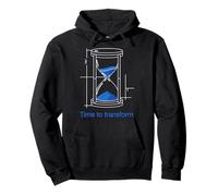 Time to Transform Hourglass Blueprint Design Pullover Hoodie