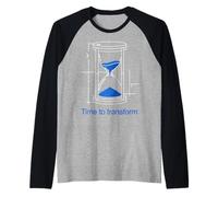 Time to Transform Hourglass Blueprint Design Raglan Baseball Tee