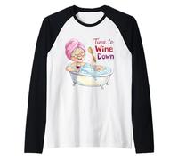 Time to Wine Down Funny Grandma Bath Relaxing Sarcastic Raglan Baseball Tee