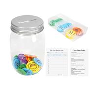 Time Token Kit for Kids-Earn, Save, Spend System to Build Time Management and Planning Skills. 55 Tokens, Piggy Bank,Storage Box. Ideal for Screen Time Limits, Behavior Management,Reward System