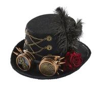 Time Traveler Hat & Accessories,Steampunk Top Hats For Men With Goggles(Black)
