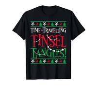 Time-Travelling Tinsel Tangles Christmas Steampunk Value Graphic T-Shirt, Men, Black, S