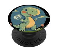 Time Travels with a Dandelion in the Wind for Dinosaurs PopSockets Adhesive PopGrip