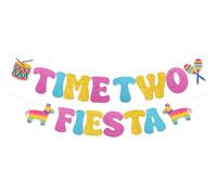 Time Two Fiesta Banner - Taco Twosday Birthday Party Decorations for Mexican Themed Fiesta 2nd Birthday Party Supplies Glitter
