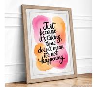 Time Will Tell Typography Framed Wall Art Print A1 Oak