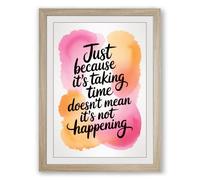 Time Will Tell Typography Framed Wall Art Print A2 (59.4×42cm) Oak, Wall Decor for Living Room, Bedroom, Office & Home, Ready to Hang, Art Gift