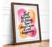 Time Will Tell Typography Framed Wall Art Print A3 (42×29.7cm) Walnut, Wall Decor for Living Room, Bedroom, Office & Home, Ready to Hang, Art Gift