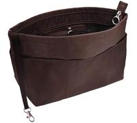 Time Wing Purse Organizer Insert Tote Handbag Organizer Divider Bag in Bag Shaper Liner Multi Pockets Compartments Zippers Key Chain Large Coffee