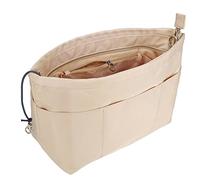 Time Wing Purse Organizer Insert Tote Handbag Organizer Pocketbook Divider Bag in Bag Shaper Liner Multi Pockets Compartments Zippers Key Chain Medium Beige