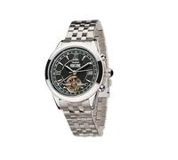 TIME100 Men's Automatic Watch Self Winding Mechanical Movement Watches, 30M Waterproof Stainless Steel Strap, Day Date Month Display, Skeleton Watches for Men (Black)