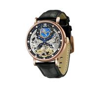 TIME100 Men's Automatic Watch Self Winding Mechanical Watch Genuine Leather Strap Skeleton Watches for Men
