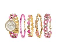 TIME100 Women's Bracelet Watch Set Premium Crystal Accented Rose Gold Bangle Watch for Women Elegant Gift for Birthdays, Christmas(Bubblegum Pink)