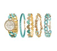 TIME100 Women's Bracelet Watch Set Premium Crystal Accented Rose Gold Bangle Watch for Women Elegant Gift for Birthdays, Christmas(Mint Breeze)