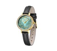 TIME100 Women's Watch Mini Quartz Watch with Crystal Bezel, Green/Black