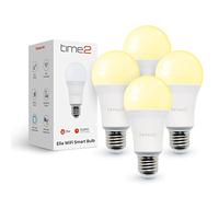 Time2 Ella 2 WiFi Smart Light Bulb with Biorhythm Lighting, 9W E27 Edison LED Bulb with Smartphone Control Schedule and Timer, Dimmable Smart Bulbs Compatible with Alexa and Google Home (Pack of 4)