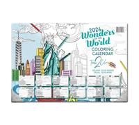 Time2Color 2026 Home Edition Desk Blotter/Wall Coloring Calendar (19" x 13"): Wonders of the World Theme