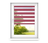 time4blinds - Double Roller Blinds - No Drill Blinds for Windows and Doors - Adhesive Mounting, Aluminium Cassette, Light-Filtering Fabric - Red, 1000x1300, Left