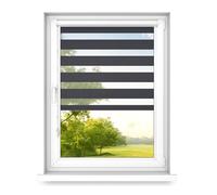 time4blinds - Double Roller Blinds - No Drill Blinds for Windows and Doors - Adhesive Mounting, Aluminium Cassette, Light-Filtering Fabric - Anthracite, 1400x1800, Left