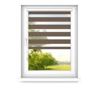 time4blinds - Double Roller Blinds - No Drill Blinds for Windows and Doors - Adhesive Mounting, Aluminium Cassette, Light-Filtering Fabric - Walnut, 600x900, Left