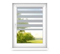 time4blinds - Double Roller Blinds - No Drill Blinds for Windows and Doors - Adhesive Mounting, Aluminium Cassette, Light-Filtering Fabric - Grey, 600x1800, Left