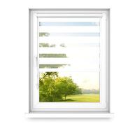 time4blinds - Double Roller Blinds - No Drill Blinds for Windows and Doors - Adhesive Mounting, Aluminium Cassette, Light-Filtering Fabric - Classic White, 800x1100, Left