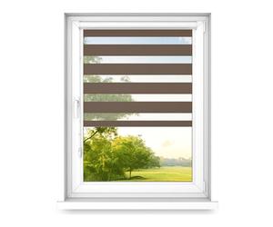 time4blinds - Double Roller Blinds - No Drill Blinds for Windows and Doors - Adhesive Mounting, Aluminium Cassette, Light-Filtering Fabric - Walnut, 600x900, Left