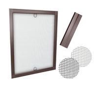 time4blinds Fly Screen Mosquito Net for Windows with Adjustable Aluminium Frame - can be shortened and adapted to the window - Insect Window Screen Mesh - 60x150cm - Brown Frame, grey net