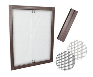 time4blinds Fly Screen Mosquito Net for Windows with Adjustable Aluminium Frame - can be shortened and adapted to the window - Insect Window Screen Mesh - 60x150cm - Brown Frame, black net